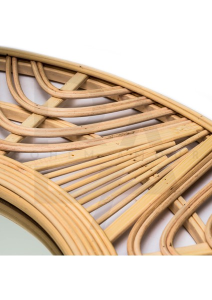 Yuvarlak Dalgalı Yıldız Desenli Bambu Rattan Ayna modelleri