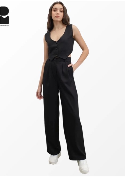 Siyah Bol Paça Palazzo Pantolon