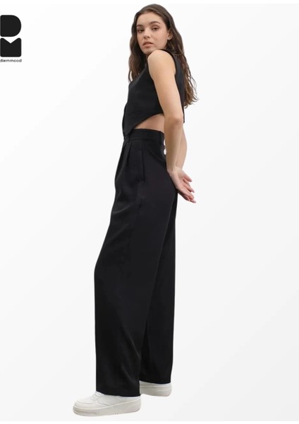 Siyah Bol Paça Palazzo Pantolon modelleri