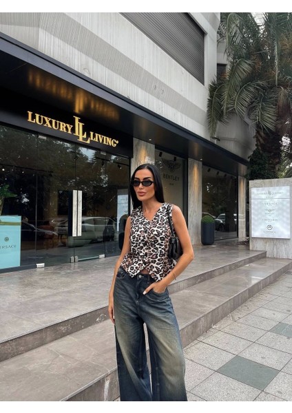 Leopar Desen Yelek