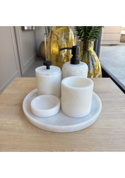 Beyaz Mermer Beşli Banyo Seti