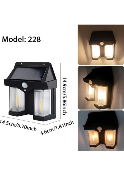 1 Adet Dış Mekan Güneş Bahçe Çift Başlı Tungsten Filament Işık Veranda Aydınlatma Duvar Kamp Lambası