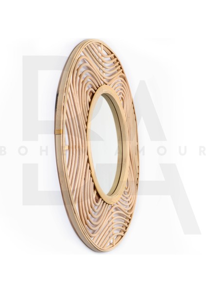 Yuvarlak Dalga Form Bambu Rattan Ayna fiyatları