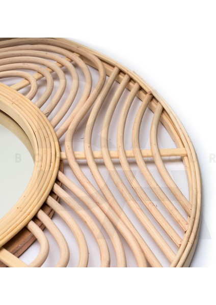 Yuvarlak Dalga Form Bambu Rattan Ayna modelleri