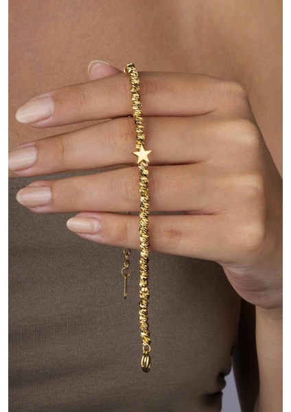 Yıldız Figürlü Altın Kaplama Çelik Dorika Kadın Bileklik fiyatları