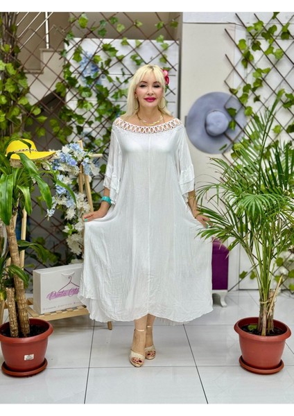 VL3026 Vual Elbise Beyaz