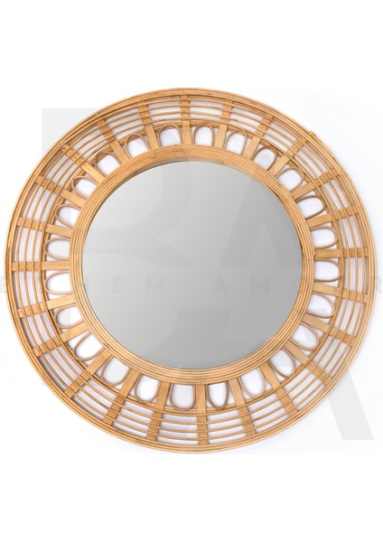 Yuvarlak Güneş Işığı Bambu Rattan Ayna
