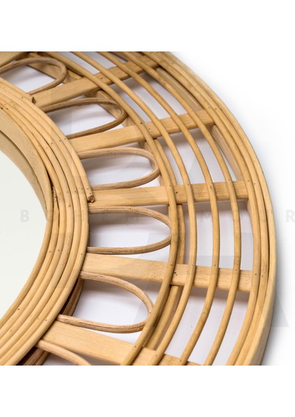 Yuvarlak Güneş Işığı Bambu Rattan Ayna modelleri