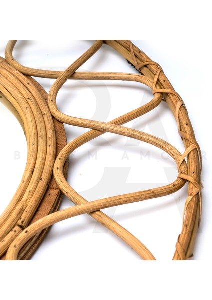 Yuvarlak Ilmek Form Bambu Rattan Ayna modelleri