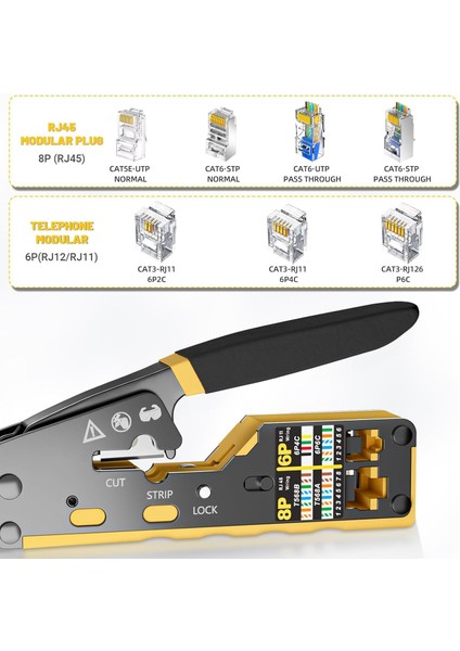 Yeni Nesil 2025 Ez Pense RJ45 Sıkma Aracı Cat5/cat6/cat7 Pense Kesici RJ11 RJ12 8P8C6P Crimper Profesyonel Pense fiyatları