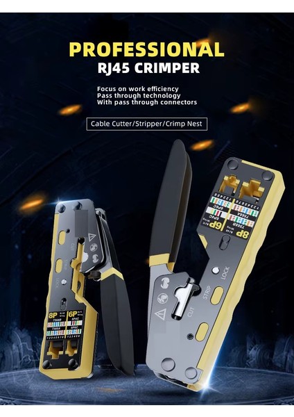 Yeni Nesil 2025 Ez Pense RJ45 Sıkma Aracı Cat5/cat6/cat7 Pense Kesici RJ11 RJ12 8P8C6P Crimper Profesyonel Pense