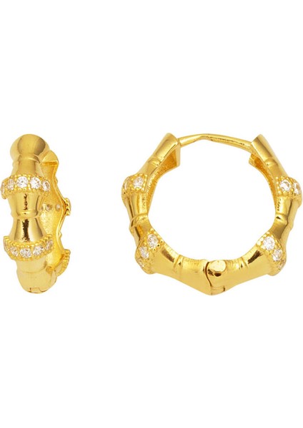 Kemik Model Halka Küpe Altın