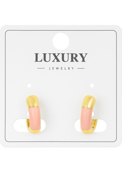 Renkli Detayla Süslenmiş Halka Çelik Küpe