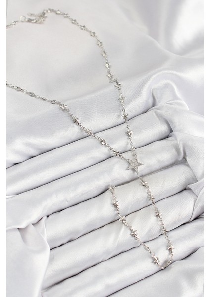 Pirinç Zirkon Taşlı Yıldız Model Gümüş Renk Y Kolye fiyatları