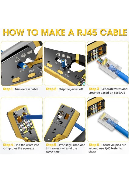 Yeni Nesil Ez Utp 8P8C CAT7/CAT6A/CAT5/CAT6EZ Yeni Nesil Sıkma Pensesi RJ45 RJ12 Crimper Pense Network Aksesuarları Aleti modelleri