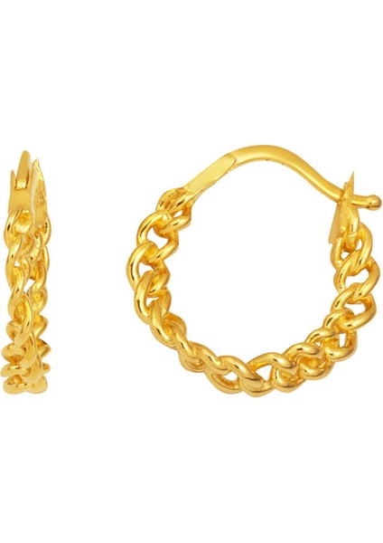 Gurmet Zincir Tasarım Halka Altın Küpe