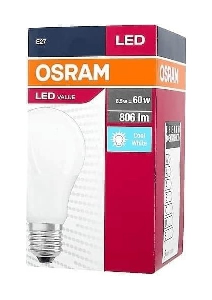 Led Value 8.5W Beyaz Işık E-27 Ampul 806 lm modelleri