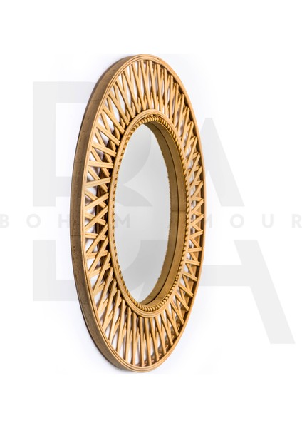 Yuvarlak Zikzak Desenli Bambu Ayna fiyatları