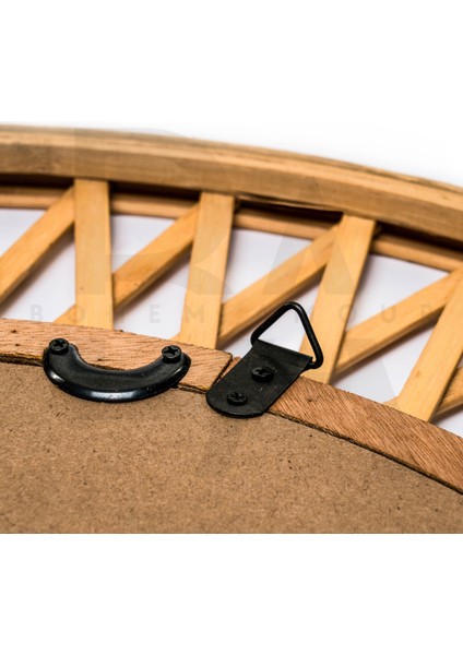 Yuvarlak Zikzak Desenli Bambu Ayna fırsatları