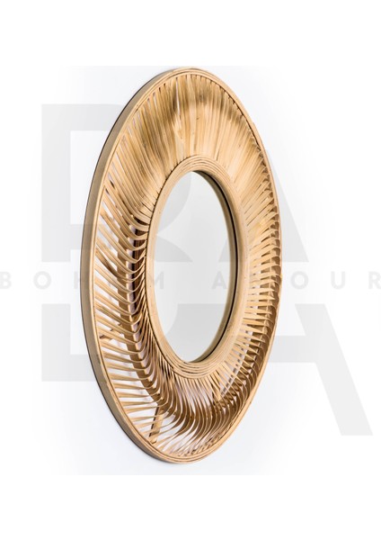 Yuvarlak Kıvrım Güneş Motifli Bambu Rattan Ayna fiyatları