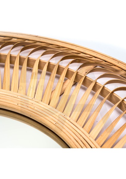 Yuvarlak Kıvrım Güneş Motifli Bambu Rattan Ayna modelleri