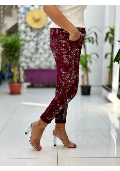 A14502 Italyan Coton Pantolon Bordo-Silver fiyatları