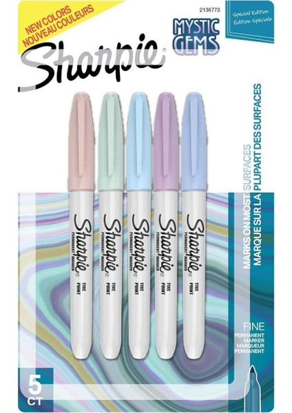 Mystic Gems Serisi 5'li Pastel Renkli İnce Uçlu Permanent Marker Kalem Seti