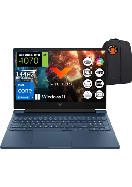 Victus 16 I7 13700H RTX4070 16GB Ram 512GB SSD 16.1" Fhd IPS 144Hz W11 Taşınabilir Bilgisayar