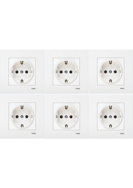 VİKO KARRE BEYAZ TOPRAKLI PRİZ (6 ADET)