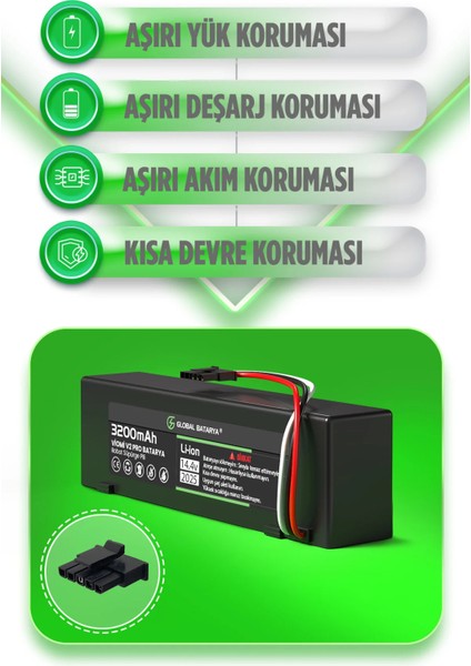 Viomi V2 Pro Uyumlu Akıllı Robot Süpürge Bataryası 14.4V 3200mAh Li-ion Pil (Orijinal Kapasite) fiyatları