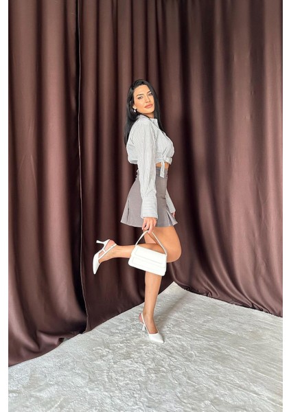 Düğme Detaylı Pileli Etek modelleri