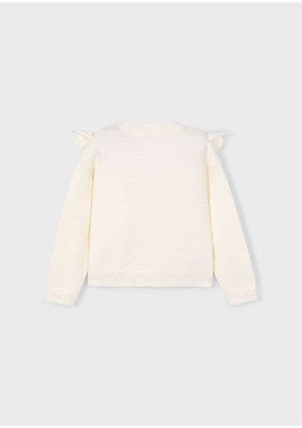 Kız Çocuk Örme Kazak | Krem Renk, Fırfır Detaylı (4-10 Yaş) modelleri