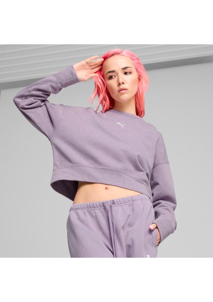 Kadın Puma Dare To Relaxed Washed Crew Mor Kadın Sweatshirt