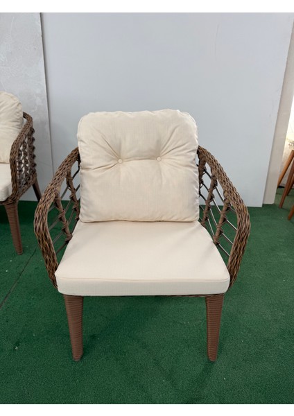Kartepe 2 1 1 Rattan Bahçe Balkon Takımı,kahve Örgü/krem Kumaş indirimleri