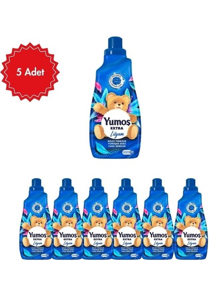 Extra Konsantre Çamaşır Yumuşatıcısı Lilyum 5 Adet x 1440 ml | 60 Yıkama | Kalıcı Ferahlık