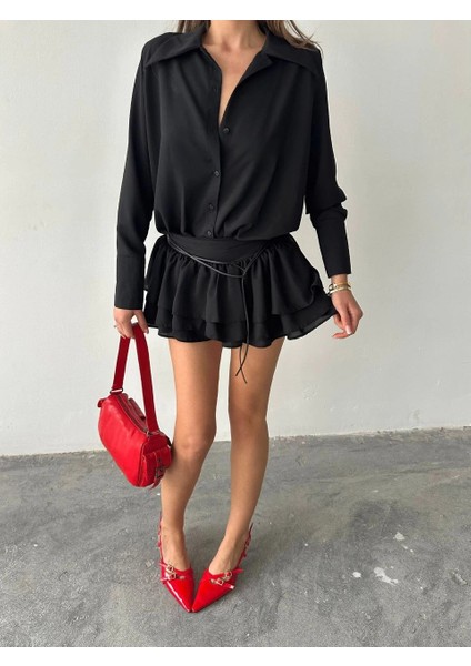 Siyah Pileli Mini Elbise modelleri