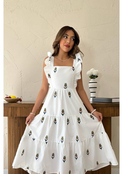 Sıfır Kol Fırfırlı Elbise fiyatları