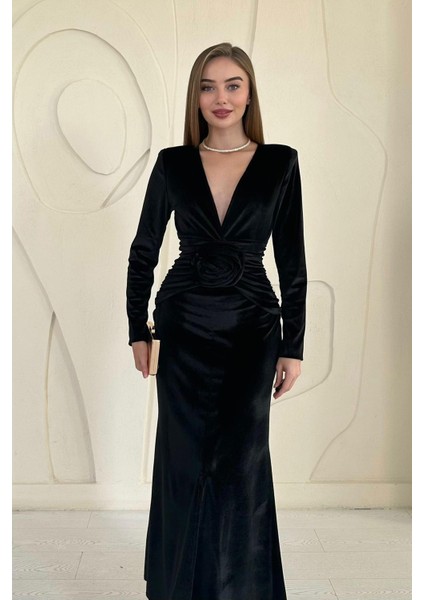 Önü Yırtmaçlı Güllü Elbise fiyatları