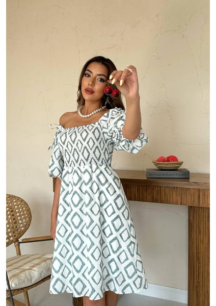 Kare Desenli Yazlık Elbise modelleri
