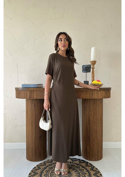 Pileli Bisiklet Yaka Elbise