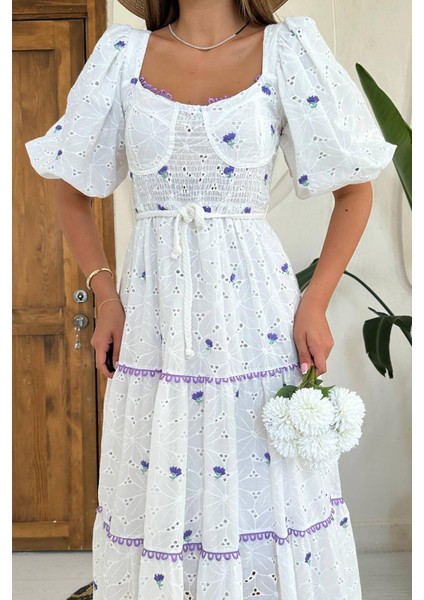 Dantel Detaylı Brode Elbise fırsatları