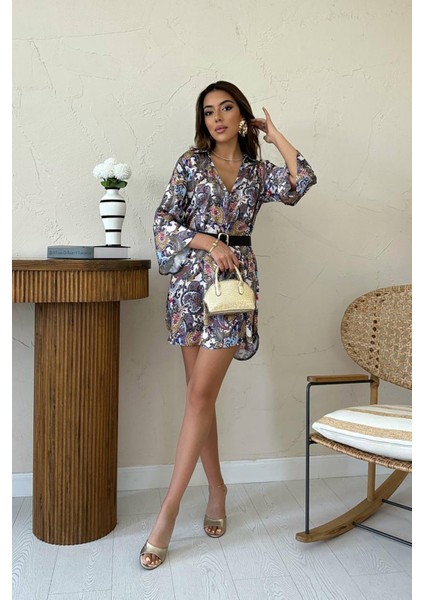 Desenli Gömlek Elbise