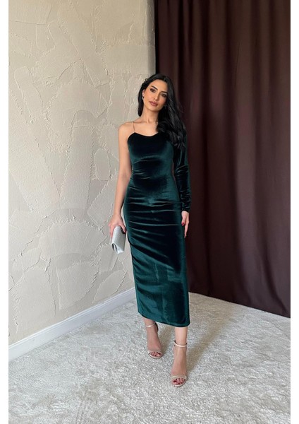 Tek Omuzlu Taş Askılı Elbise fiyatları