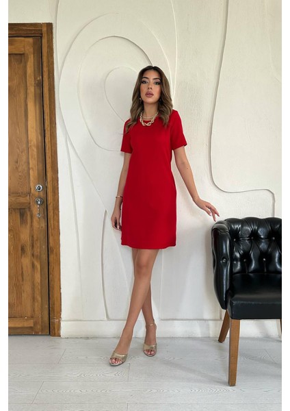Kısa Kol Atlas Mini Elbise