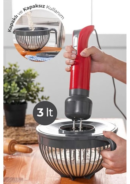 Linea Kapaklı Mikser Kabı 3 Litre