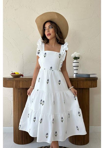 Sıfır Kol Fırfırlı Elbise fiyatları