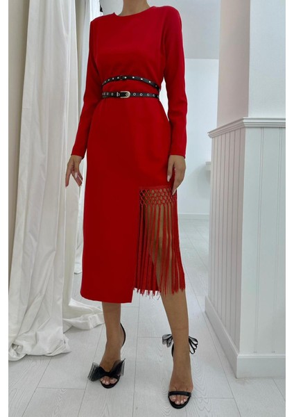 Eteği Püsküllü Atlas Elbise modelleri