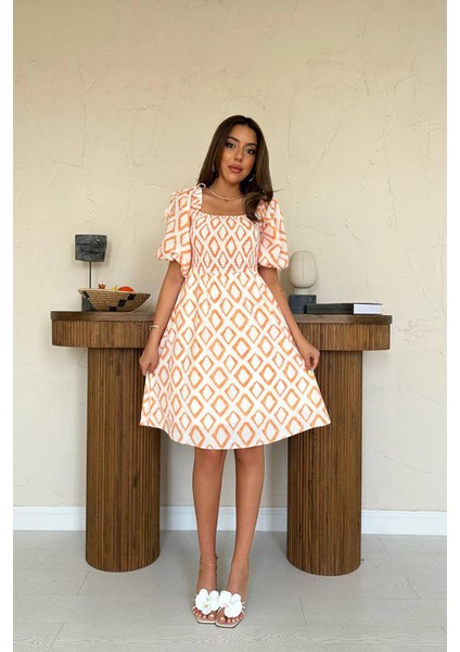 Kare Desenli Yazlık Elbise