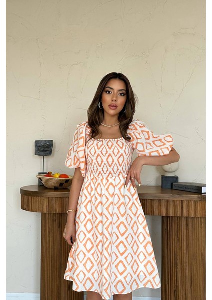 Kare Desenli Yazlık Elbise modelleri