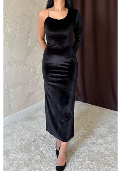 Tek Omuzlu Taş Askılı Elbise modelleri